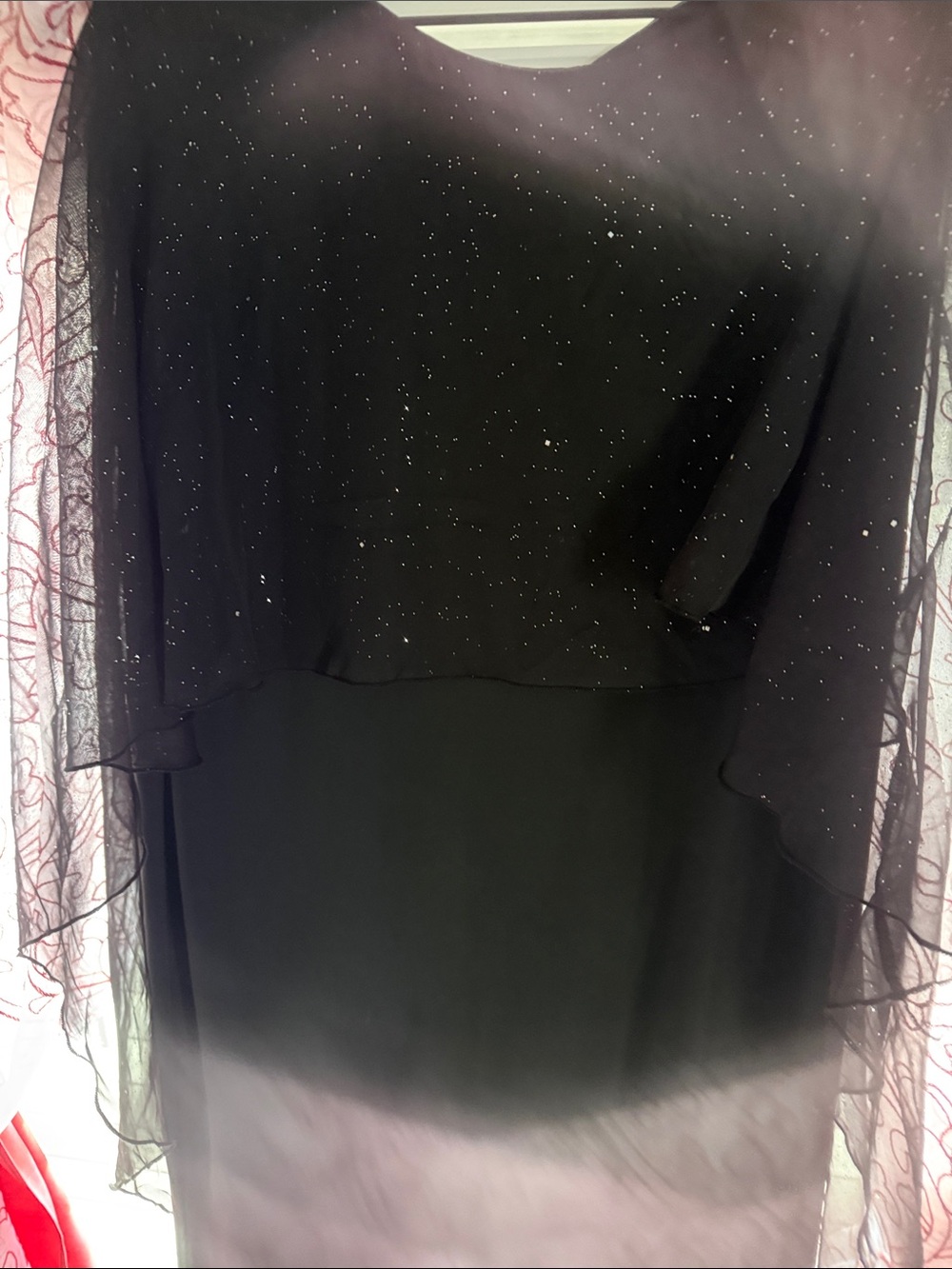 Black Sparkle Capelet Evening Dress - Women